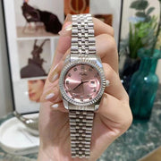 Women's Simple Elegant Solid Steel Belt Calendar Watch