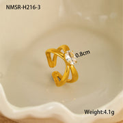 Special-interest Design Non-fading Inlaid Zircon Stainless Steel Ring