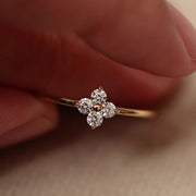 Diamond Thin Ring Female Starry Flower Rhinestone-embedded