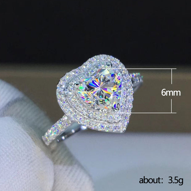 Fashion Heart Shaped Zircon Ring
