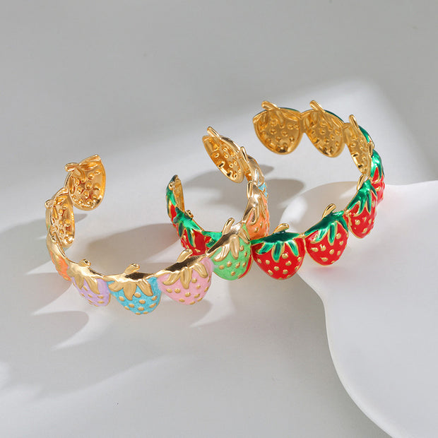 Fashion Personality Stainless Steel Strawberry Drip Bracelet