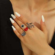 Exaggerated Gun Black Snake Set Of 4 Zircon Rings