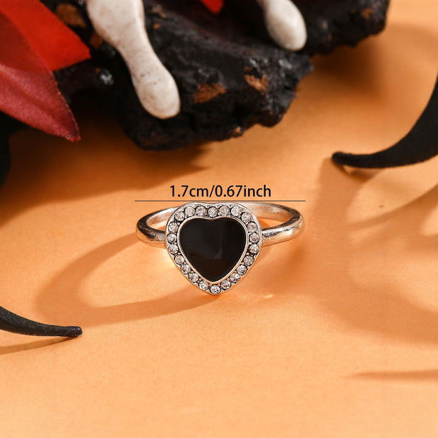 Exaggerated Gun Black Snake Set Of 4 Zircon Rings