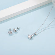 S925 Sterling Silver Inlaid Moissanite Stud Necklace Two Piece Set