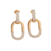 Oval Inlaid Zircon Ear Stud Necklace Female