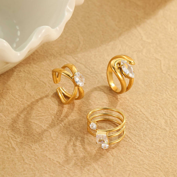 Special-interest Design Non-fading Inlaid Zircon Stainless Steel Ring