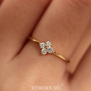 Diamond Thin Ring Female Starry Flower Rhinestone-embedded