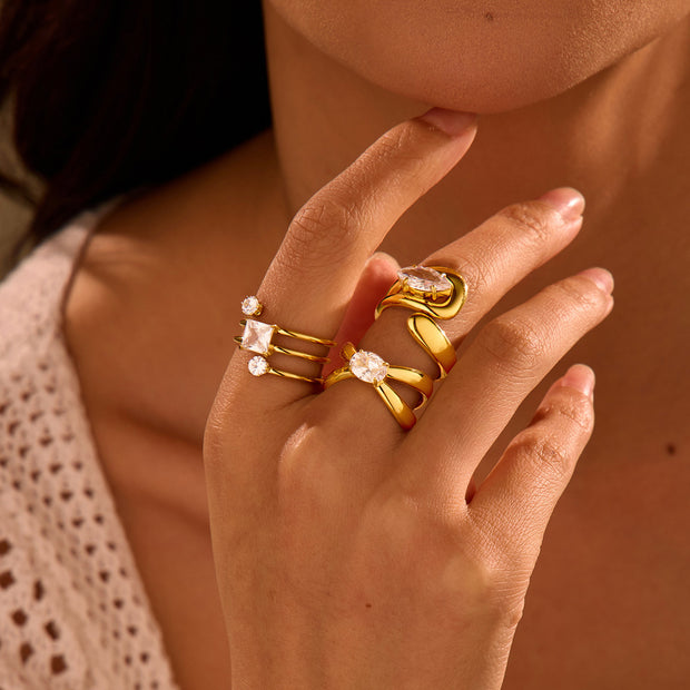 Special-interest Design Non-fading Inlaid Zircon Stainless Steel Ring